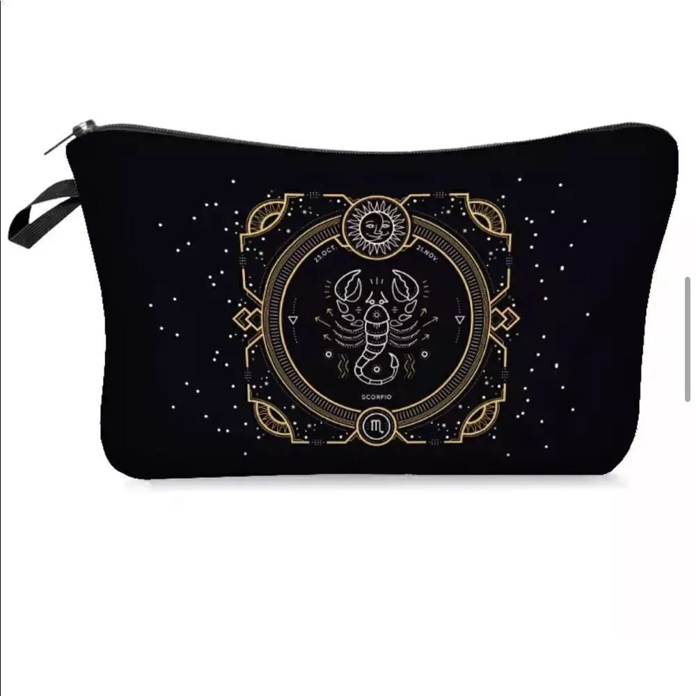 FUDEAM 12 Zodiac Print Pattern Women Waterproof Cosmetic Bag New 2 poly mailers